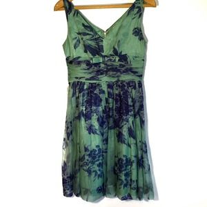 Elevenses Anthropologie sleeveless, silk, floral dress. Size 4P.